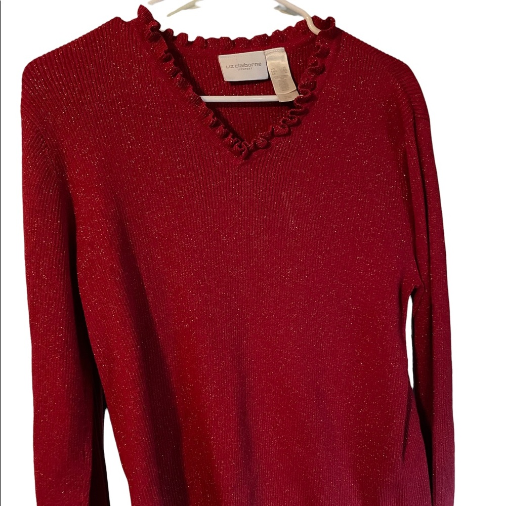 Liz Claiborne red sweater XL has a little sparkle
